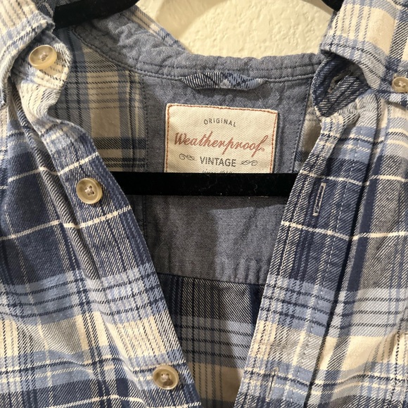 Men's Weatherproof Blue Plaid Flannel Long Sleeve Button Down Shirt L - Picture 2 of 13